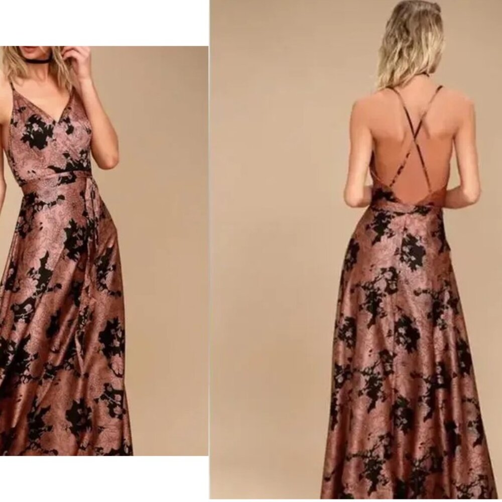 Lulu's Black and Orange Floral Maxi Dress